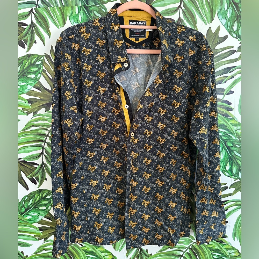 Barabas Floral Men's Long Sleeve Dress Shirt